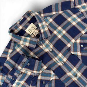 True Nation Shirt Mens 2XLT Blue Teal Plaid Flannel Long‎ Sleeve Button Down